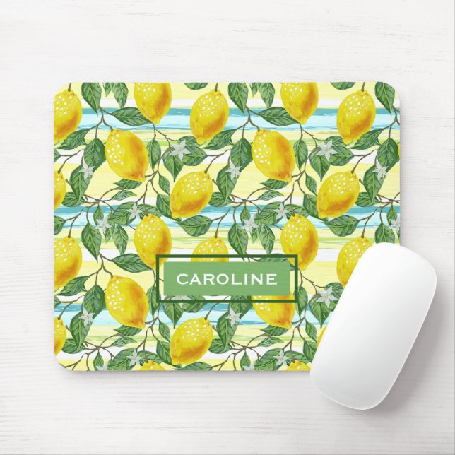Custom Hip Tropical Summer Lemons Fruit Pattern Mouse Mat (With Mouse)