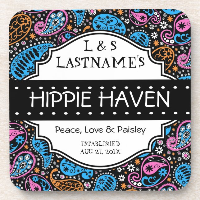 Custom Hippie Hangout Home Bar Coaster (Front)