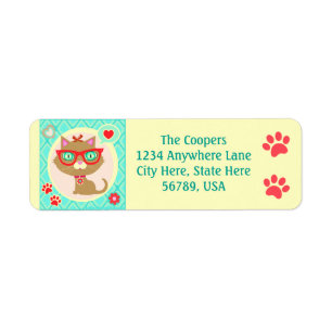 Custom Hipster Cat Return Address Labels