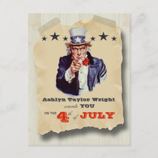 Custom Hipster Fourth Of July Celebration Invite
