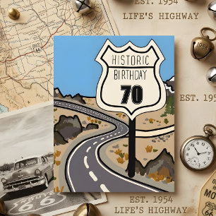 Custom Historic 70th Birthday Card Retro Road