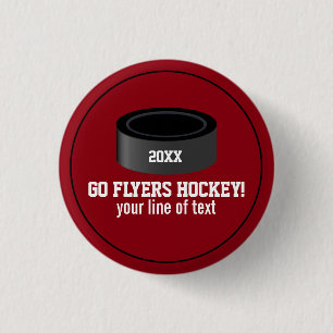 Custom Hockey Player Number Team Name 3 Cm Round Badge