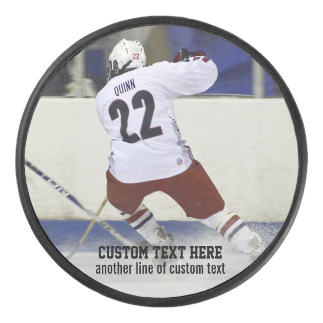 Custom Hockey Puck Add Photo Player, Team Name (Front)