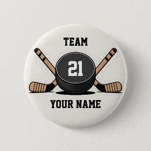 Custom Hockey Puck and Sticks Keychain 6 Cm Round Badge