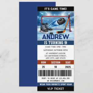 Custom Hockey Ticket Birthday Decorations Invitation