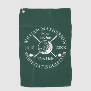 Custom Hole in One Emerald Golf Ball Clubs Golf Towel