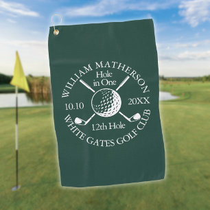 Custom Hole in One Emerald Golf Ball Clubs Towel