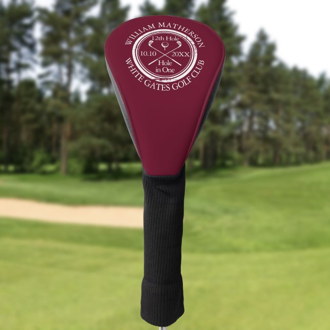 Custom Hole in One Modern Burgundy Golf Head Cover (Custom Hole in One Modern Burgundy Golf Head Cover)