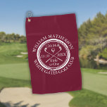 Custom Hole in One Modern Burgundy Golf Towel<br><div class="desc">Personalise the name,  location hole number and date to create a great keepsake to celebrate that fantastic hole in one. Designed by Thisisnotme©</div>