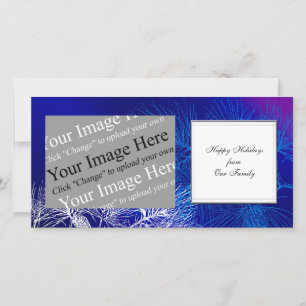 Custom Holiday Blue and White Winter Pine Card