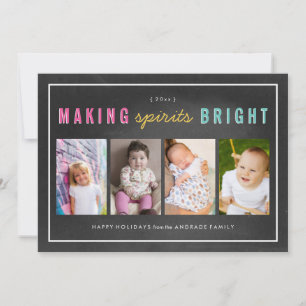Custom Holiday Chalkboard Christmas Photo Collage Card