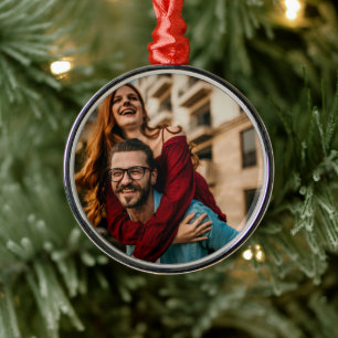 Custom Holiday Fun Photo Metal Tree Decoration