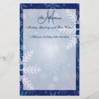 Custom Holiday Greetings Family Letter Snowflakes Stationery