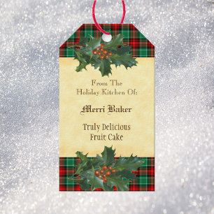 Custom Holiday Kitchen Holly Red Green Plaid Tag