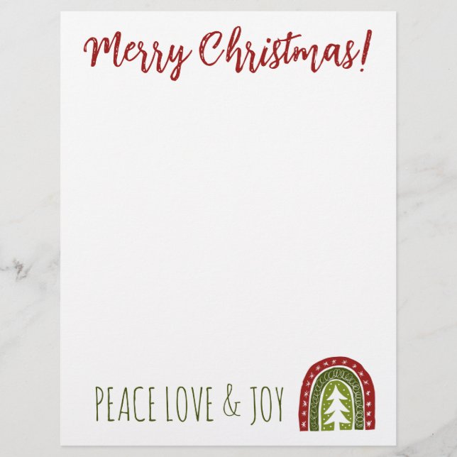Custom Holiday lettehead with boho Christmas tree  Custom Letterhead (Front)