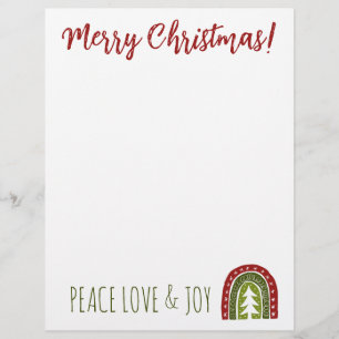 Custom Holiday lettehead with boho Christmas tree Letterhead