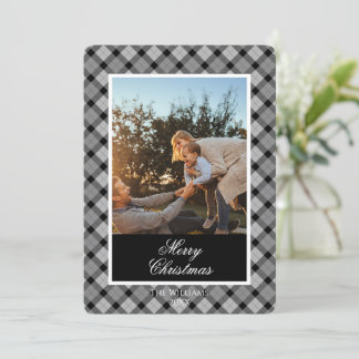 Custom Holiday Photo Card in Modern Plaid
