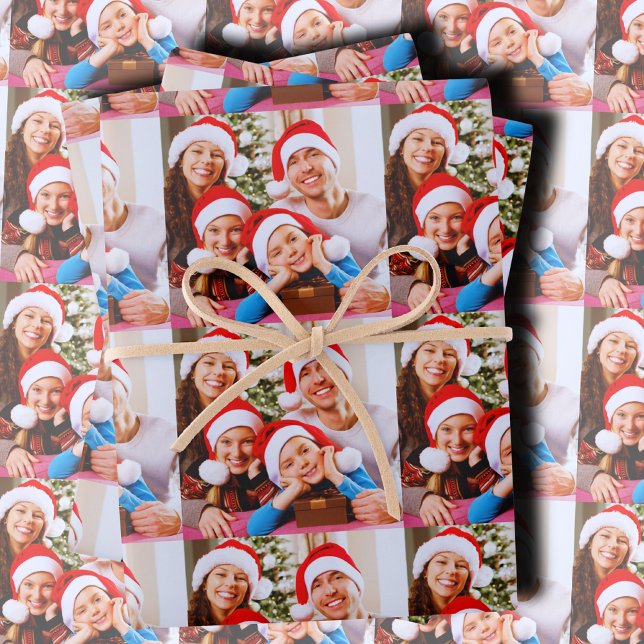 Custom Holiday Photo Collage Wrapping Paper Sheet (Creator Uploaded)