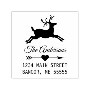 Custom Holiday Reindeer with Arrow Heart Script Self-inking Stamp