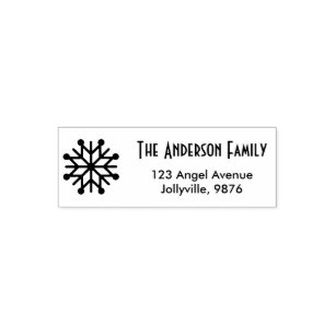 Custom Holiday Snowflake Family Return Address Self-inking Stamp