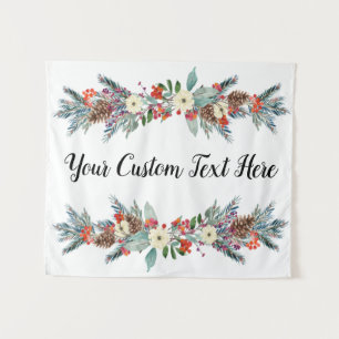 Custom Holiday Wedding Reception Winter Photobooth Tapestry