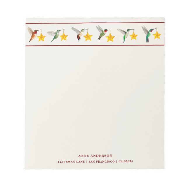 Custom Holidays Hummingbirds   Notepad (Front)