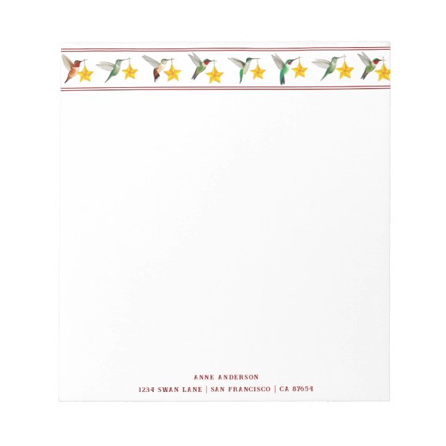 Custom Holidays Hummingbirds  Notepad (Front)