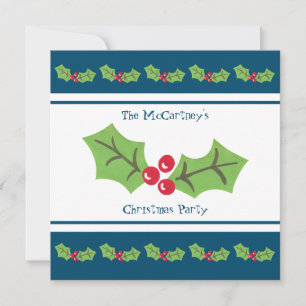 Custom Holly & Berries Christmas Party Invitation