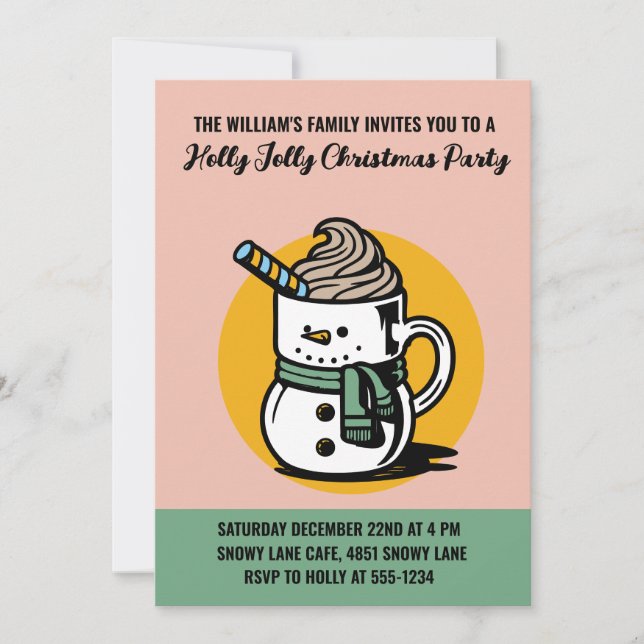 Custom Holly Jolly Christmas Party Invitation (Front)