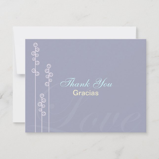 ::custom:Hollyhock & Ampersand Bilingual Thank You Card (Front)