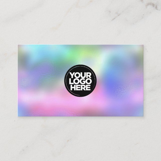Custom holographic iridescent logo art business card (Front)