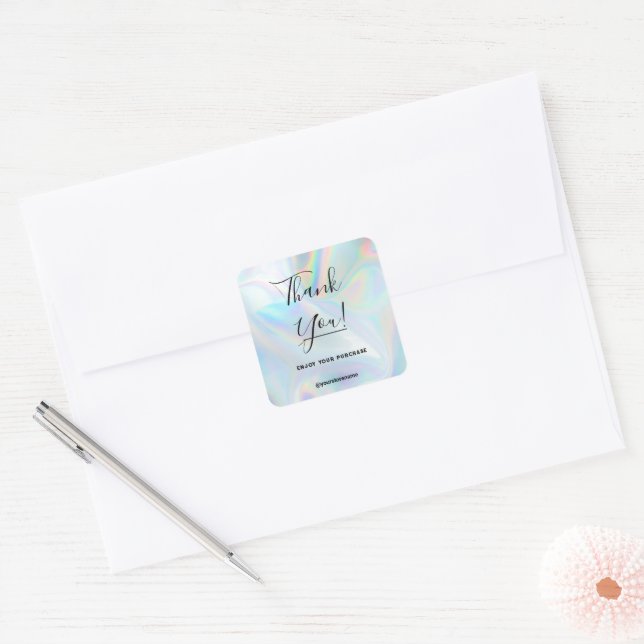 Custom Holographic Logo  Square Sticker (Envelope)
