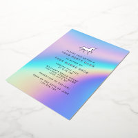 Custom Holographic Modern Elegant Unicorn Party