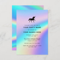 Custom Holographic Modern Elegant Unicorn Party