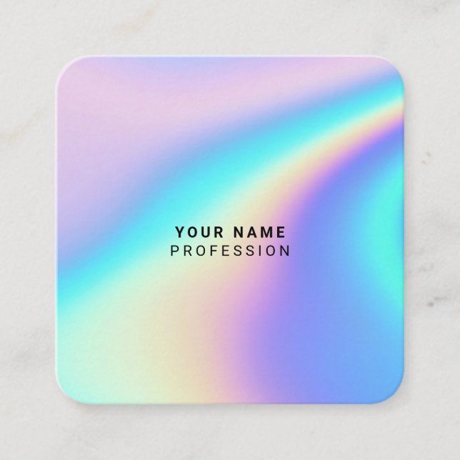 Custom Holographic Name, profession, qr code Square Business Card (Front)