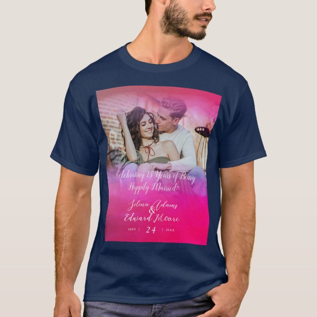 Custom Holography Overlay Photo Anniversary T-Shirt (Front)