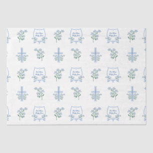 Custom Holy Baptism First Communion Floral Baby Tissue Paper
