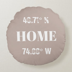 Custom Home Coordinates Round Cushion
