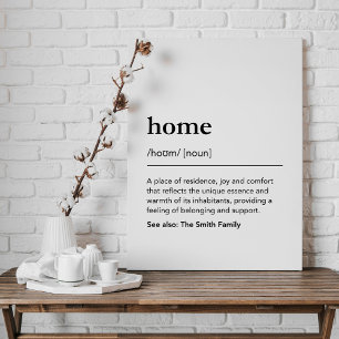 Custom home definition family name black and white canvas print