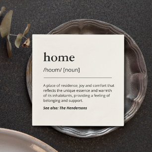 Custom Home Definition Family Name Housewarming Napkin