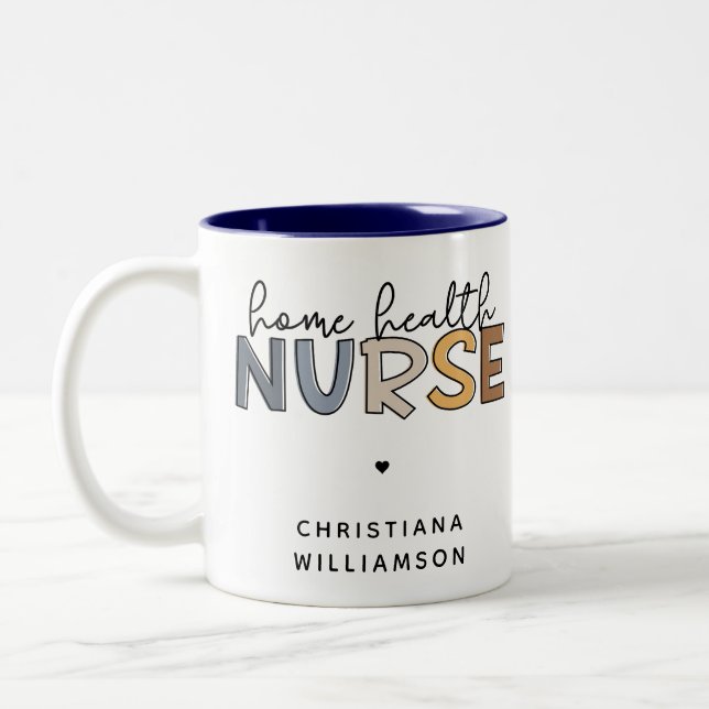 Custom Home Health Nurse Appreciation Gifts Two-Tone Coffee Mug (Left)