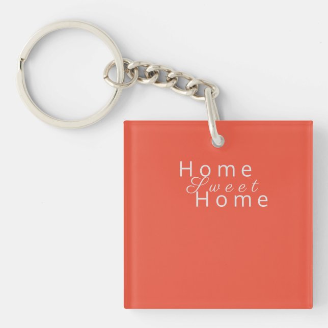 Custom "Home Sweet Home" Orange Red Key Ring (Front)