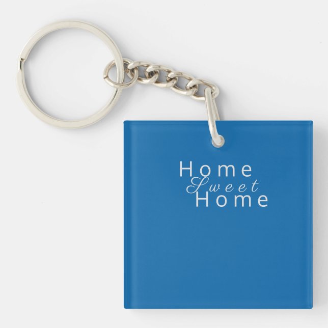 Custom "Home Sweet Home" Sky Blue Key Ring (Front)