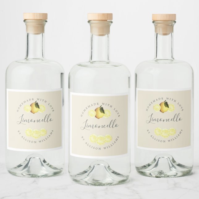 Custom Homemade Antique White Limoncello Label  (Bottles)