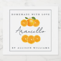 Custom Homemade Arancello Label