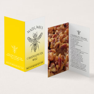 Custom Homemade Caramel-Pecan Bars Honey Labels Business Card