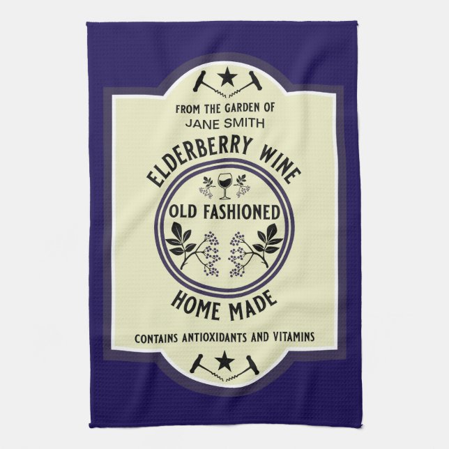 Custom Homemade Elderberry Drinks Tea Towel (Vertical)