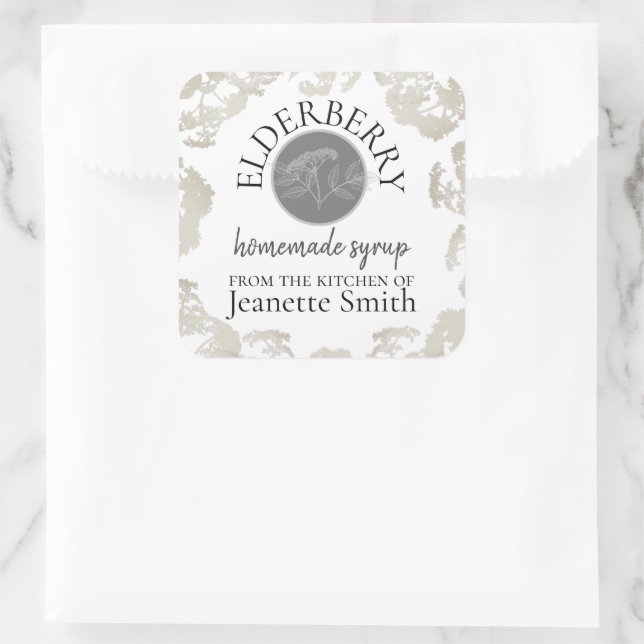 Custom Homemade Elderberry Kitchen Goods Square Sticker (Bag)