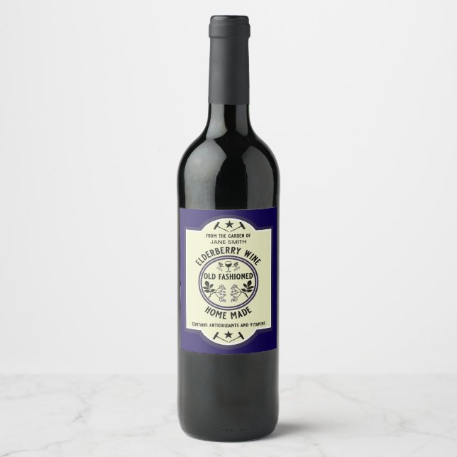 Custom Homemade Elderberry Wine Label (Front)