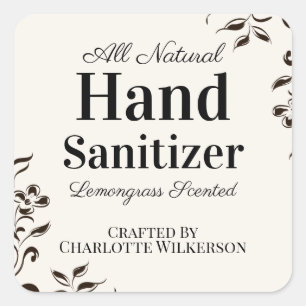 Custom Homemade Hand Sanitizer for Gifts or Favour Square Sticker